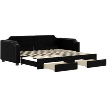 vidaXL Tagesbett Ausziehbar mit Schubladen 90 x 200 cm schwarz