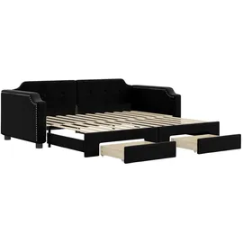 vidaXL Tagesbett Ausziehbar mit Schubladen 90 x 200 cm schwarz