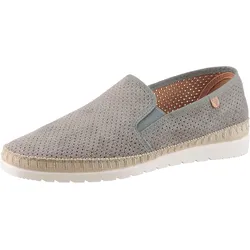 Slipper VERBENAS "Boris Hole Gallery", Herren, Gr. 41, grau (hellgrau), Textil, Veloursleder, klassisch, Schuhe, Espadrilles, Sommerschuh, Freizeitschuh mit luftiger Perforierung