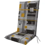 Doppler Hochlehner-Auflage 119x48x6 cm – Weiches Gartenstuhl-Polster mit Bindebändern | Quadrat Orange | Bequeme Sitzauflage für Balkon, Terrasse & Garten