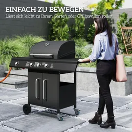 Outsunny Gasgrill Grillwagen 118,5 x 56 x 110 cm Schwarz