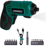VONROC Akku-Schrauber - 4 V - Inkl. 14-teilgem Bit-Set, USB-C-Ladekabel