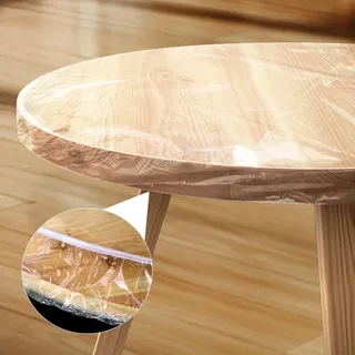 NVGFTG Transparent Tischdecke Rund, PVC Tischfolie Rund mit Gummizug, Wasserdicht Abwaschbar Folie Fettdicht Tischschutzfolie für Runde Küchentische mit einem Durchmesser von 90-100 cm
