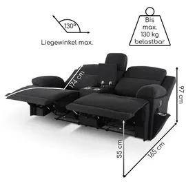 RABURG Kinosessel, 2er-Fernsehsessel, mit mechanischer Relaxfunktion, Webstoff, in Anthrazit, Raburg Snax,