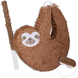 Relaxdays Piñata Faultier 3tlg. Braun