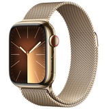 Apple Watch Series 9 GPS + Cellular 41 mm Edelstahlgehäuse gold, Milanaise Armband gold One Size