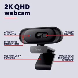 Trust Ovala 2K QHD Webcam Schwarz
