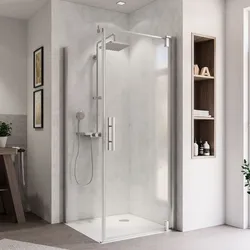 Breuer Europa Design Seitenwand (Anschlag links) für Drehtür alu chromeffekt Klarglas 900 mm
