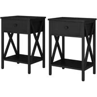 Vicco Nachttisch Keno Schwarz 40 x 55 cm 2er