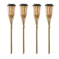 MARELIDA LED Solar Gartenfackel Bambus Fackel Terrasse Gartenleuchte 60cm