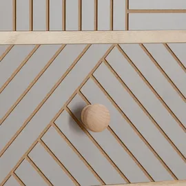 Idimex Nachttisch Pelo mit 2 Schubladen natur/grau - Nachtkasten mit Ziernuten im Boho Stil, Nachtkommode aus Paulownia-Holz