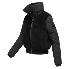 Navahoo Damen, Teddy-Fleecejacke warme Winterjacke mit hohem Kragen Teddyzone 14 Black Gr. XL - XL