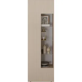 INOSIGN Vitrine »RIO, Höhe 187 cm, Hochschrank mit 1 Tür, Anrichte, Standvitrine« Vitrinenschrank, geriffelte MDF-Front, modern, elegant, geräumig