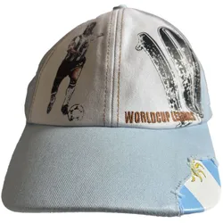 WORLDCUP LEGENDS Unisex Baseball-Cap im Argentinien-Design Baumwoll-Cap mit Diego Maradona-Print Curved-Brim-Cap Damaged-Look TC123029WCL Blau/Weiß - One-Size