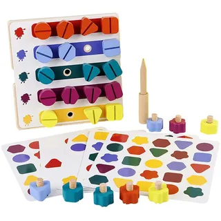 Luwecf Montessori spielzeug Reines Holz Schrauben und Muttern Spielzeugset Feinmotorik Matching Spiel Schraub Spielzeug für Kinder ab 4 Jahren