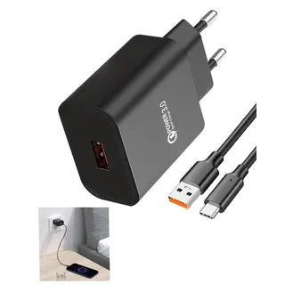USB C Ladegerät QC3.0 18W mit Ladekabel 2M, Handy Schnellladegerät für Xiaomi Redmi Samsung Galaxy A05s A14 A15 A16 A20e A34 A51 A52s A53 A54 S8 S9 S10 S20 S21 Fast Charger USB C Netzteil