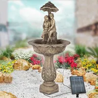 SOLAR Garten BRUNNEN SOLAR TEICHPUMPE SPRINGBRUNNEN GARTENBRUNNEN SOLAR WASSERSPIEL DIE LIEBENDEN ZIERBRUNNEN VOGELBAD Set SOLAR PUMPE mit LiIon-Akku & LED-Licht TEICHPUMPE (7-TD01103)