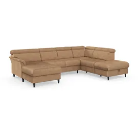 sit&more Wohnlandschaft Marano U-Form, inklusive Kopfteilverstellung, wahlweise mit Bettfunktion, Bettkasten braun