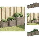 Pflanzkübel 3 Stk. Grau Poly Rattan - Blumentopf - Pflanzgefäß - Gartenmöbel - Balkonpflanzen - Zierpflanzen
