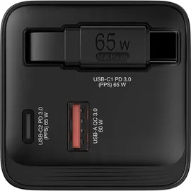 Verbatim Gan 65W 2xUSB-C PD,1xUSB-A, retrac. Cable 32217