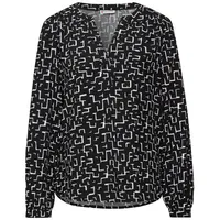 STREET ONE Damen A345111 Bedruckte Tunika Bluse, Black, 38 - 38