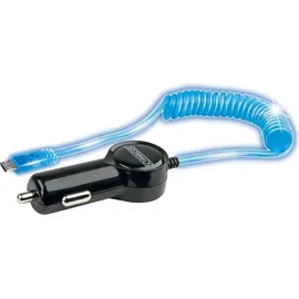 Schwaiger KFZ-Ladeadapter Spiralkabel Micro USB Schwarz/Transparent