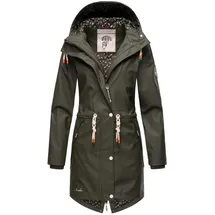 Navahoo Damen Übergangsjacke Regenmantel wasserdicht lang mit Kapuze Tropical Stormoo Oliv Gr. S - S