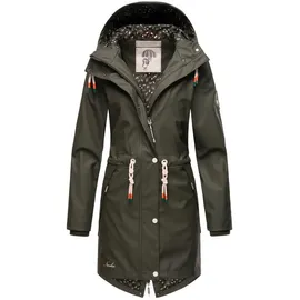 Navahoo Damen Übergangsjacke Regenmantel wasserdicht lang mit Kapuze Tropical Stormoo Oliv Gr. S - S
