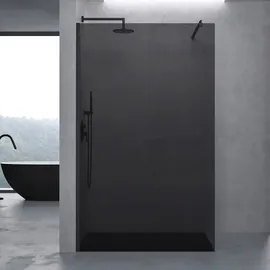 doporro Luxus Duschwand für Dusche Duschabtrennung Walk-In Dusche 8mm ESG-Sicherheitsglas vollgrau inkl. Nanobeschichtung Bremen01VG