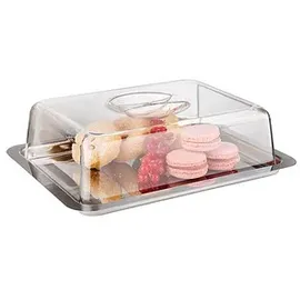 APS Tablett mit Deckel silber rechteckig 18,0 x 27,0 cm