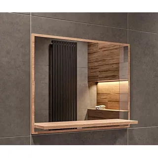 hajduk furniture Badspiegel mit Ablage Sonoma - H:50 x B: 60 cm - Bathroom Mirror - Moderner Badezimmer Spiegel Rechteckig - Wandspiegel mit Regal - Naturbelassen