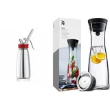 iSi Sahnespender 500ml, Gourmet Whip Plus, 0.5 Liter & WMF Basic Wasserkaraffe aus Glas, 1 Liter, Glaskaraffe mit Deckel, Silikondeckel, CloseUp-Verschluss