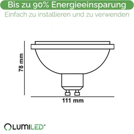 Lumiled LED-Leuchtmittel ES111 GU10 Fassung dimmbar 230V 15W (Entspricht 100 Watt) Neutralweiß 4000K 24 Grad Abstrahlwinkel Silber 1521 Lu...