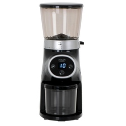 Adler AD4450 Professionelle elektrische Kaffeemühle, 17 Mahlwerke, 17 Mahlstufen, 60er Mahlgrad, Timer, Schwarz, 300W