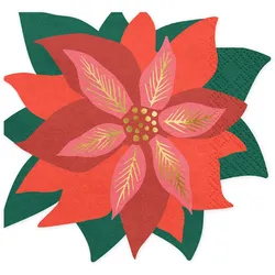 PartyDeco Servietten Weihnachtsstern 14,5x15,5cm 20 Stück 3-lagig Serviette Weihnachten Nikolaus Advent Einweg Papierservietten Weihnachtsservietten Rot Grün