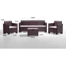 Dmora Lounge-Set 5-tlg. Braun