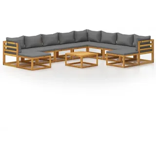 vidaXL Garten-Lounge-Set 11-tlg. grau Akazie