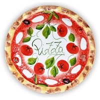 Lashuma Pizzateller Tomate Mozzarella, (1 St), Runde Keramik Pizzaplatte groß Ø 33 cm rot