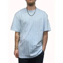Karl Kani T-Shirt Small Signature Logo Pinstripe light blue S