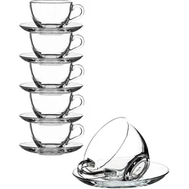 Pasabahce Teetasse mit Untertasse 0,2 l Transparent 6 St.
