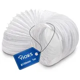 VIOKS Abluftschlauch Trockner 1 Meter Abluftrohr 150mm Weiß PVC - Trockner Schlauch Verlängerung Abluftschlauch Klimaanlage Dunstabzugshaube Schlauch - Flexschlauch für 150er Luftführungssysteme