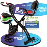 Sportstech Heimtrainer fahrrad Klappbar 3in1, [CurvedX] tiefer Einstieg, bis 150 KG, Ergometer, Hometrainer fahrrad, Ergometer Heimtrainer Senioren, Fitnessbikes, fitnessgeräte für zuhause