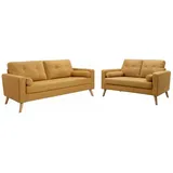 Vente-unique Couchgarnitur Tatum Gelb 130 cm  182 cm