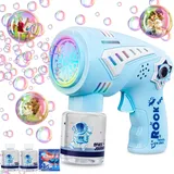 Tosekry Automatische Seifenblasenpistole Kinder, Seifenblasenmaschine Kinder mit 160 ML Seifenblasen Flüssigkeit, Bubble Machine Outdoor Spielzeug ab 3 4 5 6 7 8 Jahre Junge Geschenk (Space) (Blau)