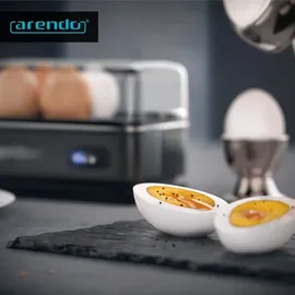 Arendo Eierkocher 6-fach, 400 W, Edelstahl, Warmhaltefunktion, Härtegrad einstellbar, für 6 Eier, Schwarz