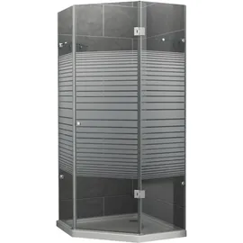 dein bau projekt Dusche 5-Eck Gestreift 100 x 195 x 100 cm m. Wanne DIN Rechts