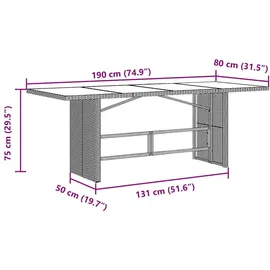 vidaXL 7-tlg. Garten-Essgruppe mit Kissen Braun Poly Rattan