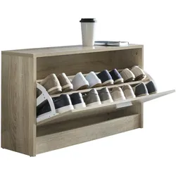 Kadima Design Schuhkipper aus Holz in Beige mit Ablage und 1 Fach, 80x24x47 cm – platzsparend & funktional für den Flur