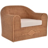 Krines Home Relaxsessel Rattansessel Breiter Wohnzimmer Sessel aus echtem Rattan Thronsessel, Bequem gelb