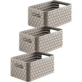 Rotho Aufbewahrungskorb Country 3er-Set 6 l Rattan-Optik 6 x 6 x 6 cm beige